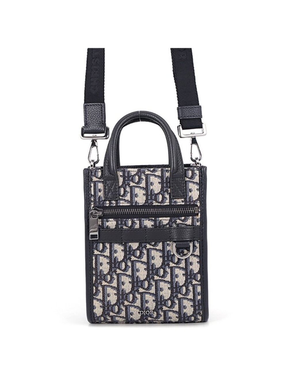 Dior Handbag Oblique North South Mini Canvas Grained Black